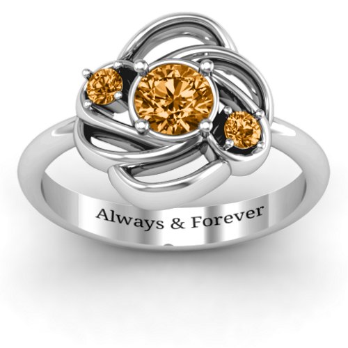 Multi Stone Love Knot Ring – Sterling Silver with Citrine