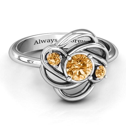 Multi Stone Love Knot Ring – Sterling Silver with Citrine