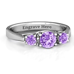 3-Stone Graduated Ring in 925 Sterling Silver with Amethyst