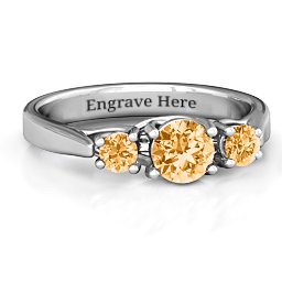 3-Stone Graduated Ring in 925 Sterling Silver with Citrine