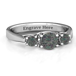 3-Stone Graduated Ring in 925 Sterling Silver with Alexandrite