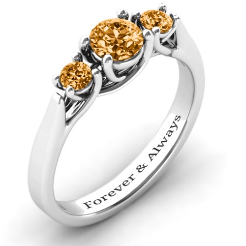 3-Stone Graduated Ring – Sterling Silver with Citrine