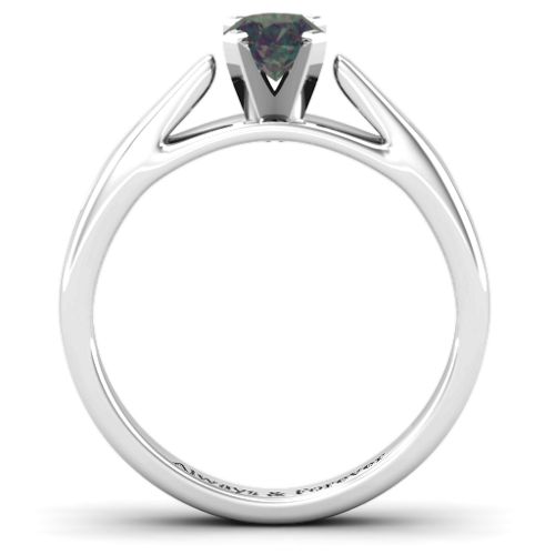 Ski Tip Solitaire Ring – Sterling Silver with Alexandrite