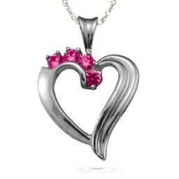 Elegant 2-6 Stones Heart Pendant
