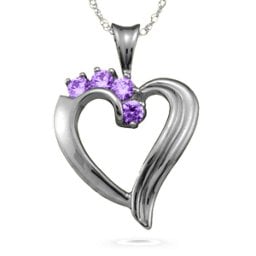 Elegant 2-6 Stones Heart Pendant
