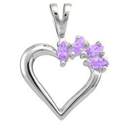 Heart Pendant with 2-7 Marquise