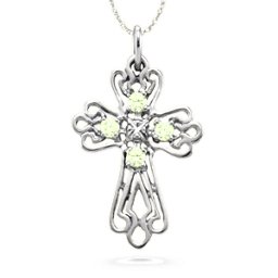 Contoured Cross Pendant with 2-6 Stones