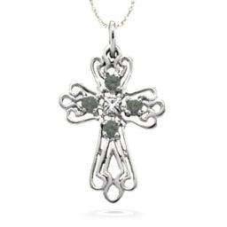 Contoured Cross Pendant with 2-6 Stones