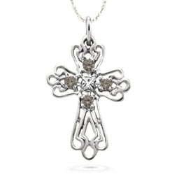 Contoured Cross Pendant with 2-6 Stones