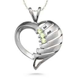 "Filas" Heart Pendant with 1-6 Stones in 925 Sterling Silver with Peridot
