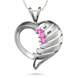 "Filas" Heart Pendant with 1-6 Stones in 925 Sterling Silver with Pink Tourmaline