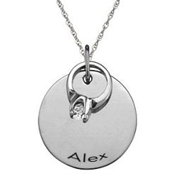 "Petit" Ring on Engraved Charm Pendant