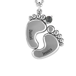Toe-tally In Love Engravable Birthstone Footprint Pendant