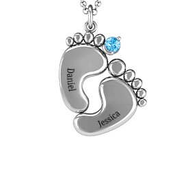 Toe-tally In Love Engravable Birthstone Footprint Pendant
