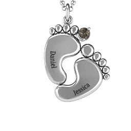 Toe-tally In Love Engravable Birthstone Footprint Pendant