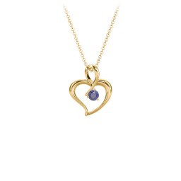 Twist Petit Heart Pendant in 18K Gold Plated Silver with Blue Sapphire