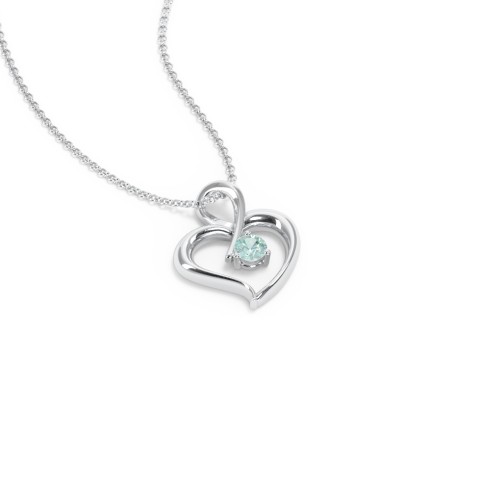 Twist Petit Heart Pendant – Sterling Silver with Mint Premium Zirconia