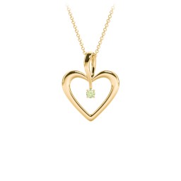 Single Stone Heart Pendant in 18K Gold Plated Silver with Peridot