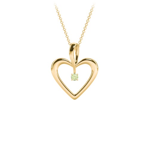 Single Stone Heart Pendant – 18K Gold Plated Silver with Peridot