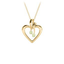 Double Stone Heart Pendant in 18K Gold Plated Silver with Peridot