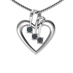 Triple Stone Heart Pendant
