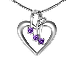 Triple Stone Heart Pendant