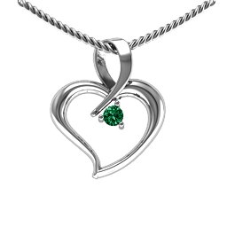 Twist Heart Pendant in 925 Sterling Silver with Emerald, Amethyst, and Pink Tourmaline