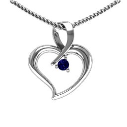 Twist Heart Pendant in 925 Sterling Silver with Blue Sapphire, Amethyst, and Pink Tourmaline