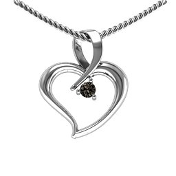 Twist Heart Pendant in 925 Sterling Silver with Smokey Quartz, Amethyst, and Pink Tourmaline