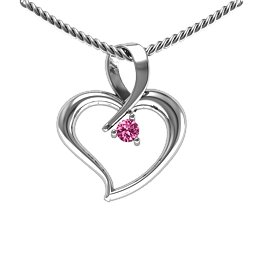 Twist Heart Pendant in 925 Sterling Silver with Pink Tourmaline and Amethyst