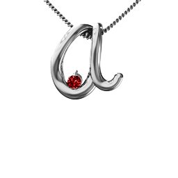 A to Z Initial Pendant with Birthstone in 925 Sterling Silver with Garnet