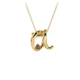 A to Z Initial Pendant with Birthstone in 18K Gold Plated Silver with Garnet