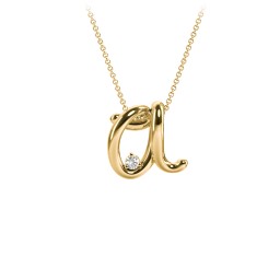 A to Z Initial Pendant with Birthstone in 18K Gold Plated Silver with Aquamarine