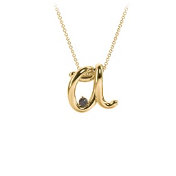 A to Z Initial Pendant with Birthstone in 18K Gold Plated Silver with Smokey Quartz