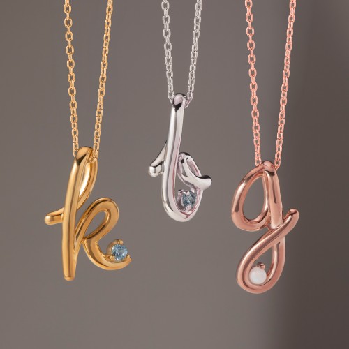 A to Z Initial Pendant with Birthstone – 18K Gold Plated Silver with Alexandrite
