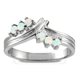 Grooved Collage 3-8 Stones Ring