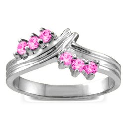 Grooved Collage 3-8 Stones Ring