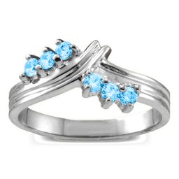 Grooved Collage 3-8 Stones Ring