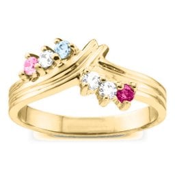 Grooved Collage 3-8 Stones Ring