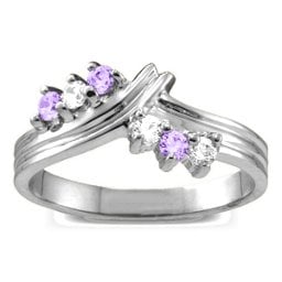 Grooved Collage 3-8 Stones Ring