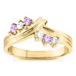 Grooved Collage 3-8 Stones Ring