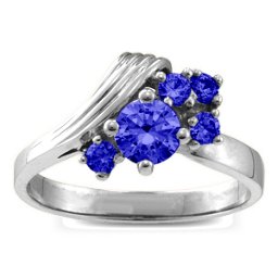 Grooved Wave 2-9 Gemstones Ring