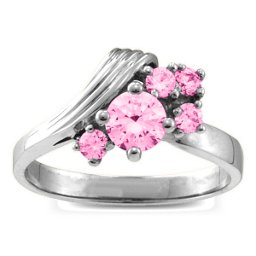 Grooved Wave 2-9 Gemstones Ring