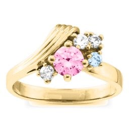 Grooved Wave 2-9 Gemstones Ring