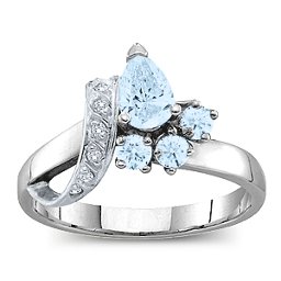 Pear Ribbon Ring with Gemstones