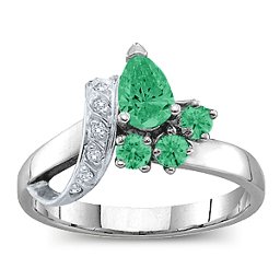 Pear Ribbon Ring with Gemstones