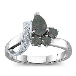 Pear Ribbon Ring with Gemstones