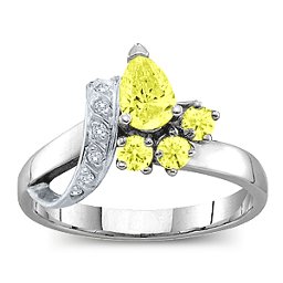 Pear Ribbon Ring with Gemstones