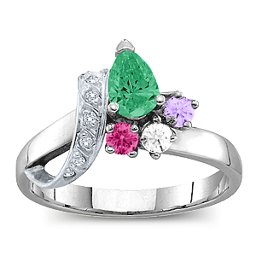 Pear Ribbon Ring with Gemstones
