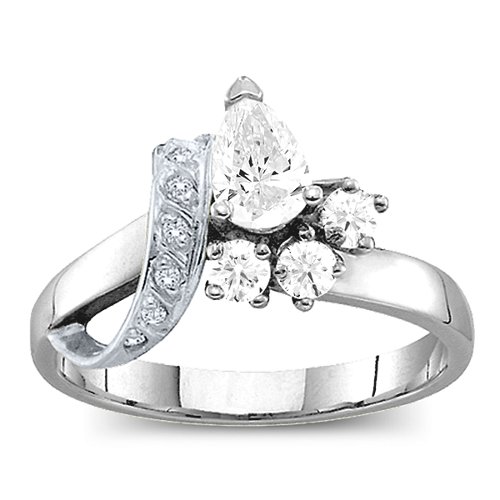 Pear Ribbon Ring with Gemstones